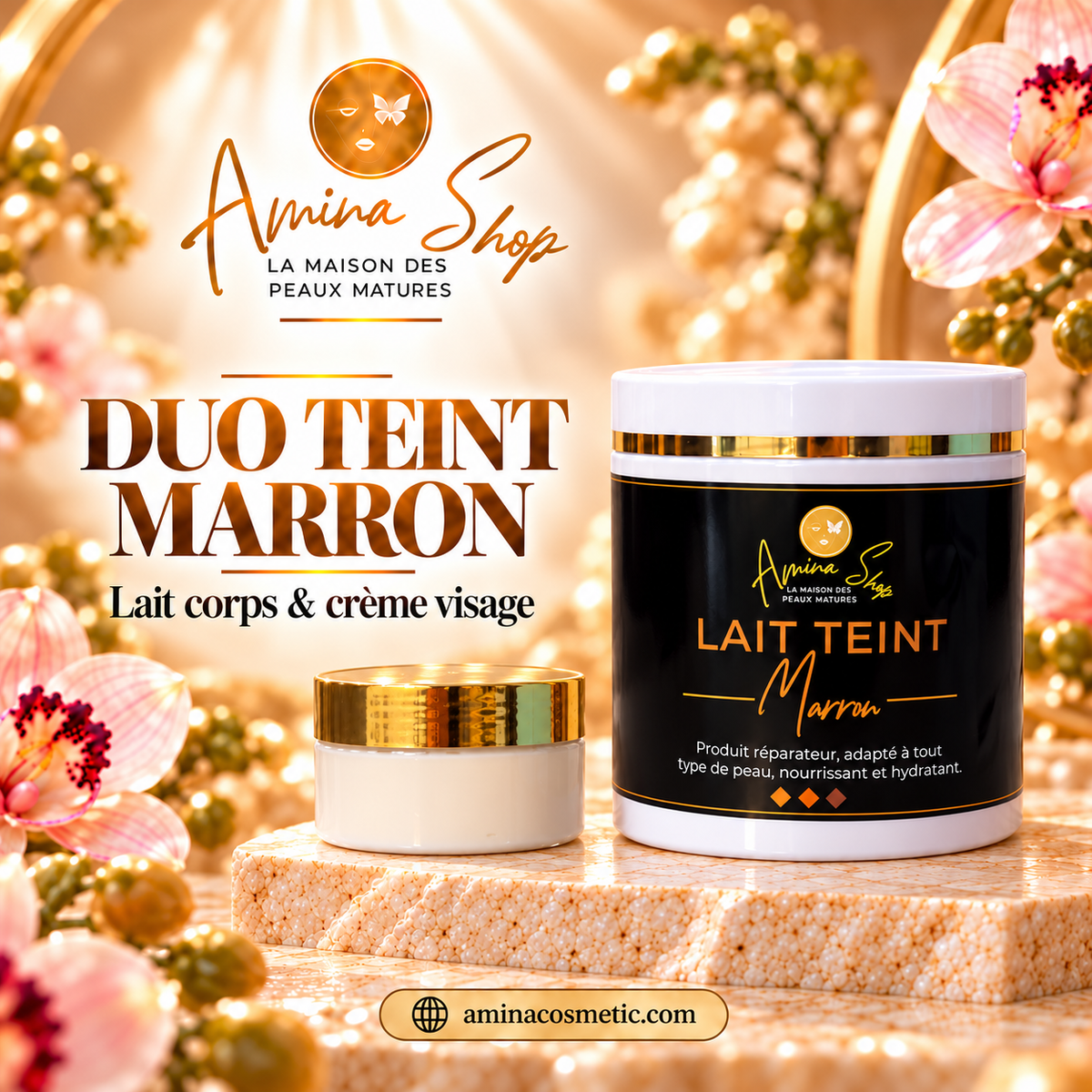 Lait réparatrice teint marron clair 500 ml avec crème de visage