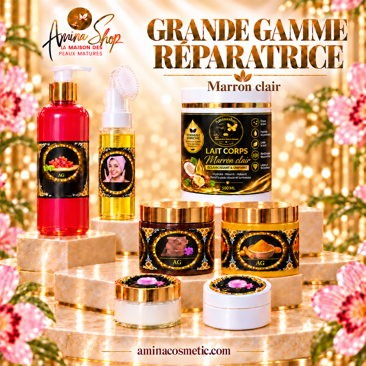 Gamme marron clair avec un lait de toilette de 500ml
